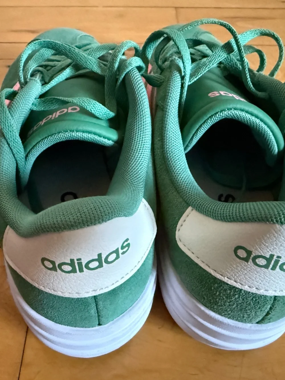 Adidas VL Court Green Suede Pink Stripe Sneakers Women's 7 - Picture 3 of 5